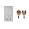 Hello Honey® 7" Mango Wood Salad Servers with Bamboo Wrapped Handles & Printed Drawstring Bag
